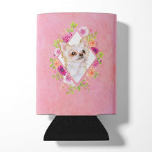 Load image into Gallery viewer, Long Hair Chihuahua Pink Flowers Can or Bottle Hugger CK4127CC
