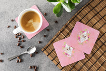 Load image into Gallery viewer, Long Hair Chihuahua Pink Flowers Coasters - Set of 4 Lightweight Foam, Absorbent Drink Coasters  CK4127FC