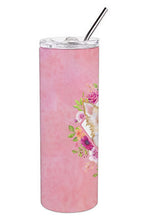 Load image into Gallery viewer, Long Hair Chihuahua Pink Flowers Double Walled Stainless Steel 20 oz Skinny Tumbler CK4127TBL20