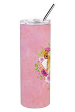 Load image into Gallery viewer, Chihuahua #1 Pink Flowers Double Walled Stainless Steel 20 oz Skinny Tumbler CK4128TBL20