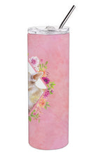 Load image into Gallery viewer, Chihuahua #2 Pink Flowers Double Walled Stainless Steel 20 oz Skinny Tumbler CK4129TBL20