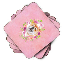 Load image into Gallery viewer, Chow Chow #2 Pink Flowers Coasters - Set of 4 Lightweight Foam, Absorbent Drink Coasters  CK4132FC