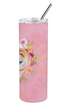 Load image into Gallery viewer, Chow Chow #2 Pink Flowers Double Walled Stainless Steel 20 oz Skinny Tumbler CK4132TBL20