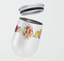 Load image into Gallery viewer, Cocker Spaniel #2 Pink Flowers Stainless Steel 12 oz Stemless Wine Glass CK4133TBL12