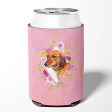 Load image into Gallery viewer, Dachshund Red #1 Pink Flowers Can or Bottle Hugger CK4134CC