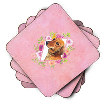 Load image into Gallery viewer, Dachshund Red #1 Pink Flowers Coasters - Set of 4 Lightweight Foam, Absorbent Drink Coasters  CK4134FC