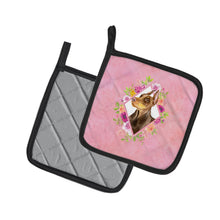 Load image into Gallery viewer, Doberman Pinscher Pink Flowers Pot Holders - Set of 2 - Heat-Resistant Kitchen Essentials CK4138PTHD