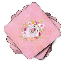 Load image into Gallery viewer, English Bulldog Pink Flowers Coasters - Set of 4 Lightweight Foam, Absorbent Drink Coasters  CK4140FC