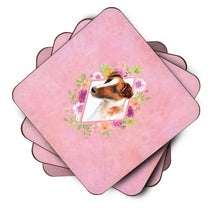 Load image into Gallery viewer, Jack Russell Terrier Pink Flowers Coasters - Set of 4 Lightweight Foam, Absorbent Drink Coasters  CK4141FC