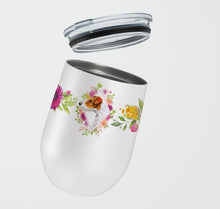 Load image into Gallery viewer, Jack Russell Terrier #2 Pink Flowers Stainless Steel 12 oz Stemless Wine Glass CK4142TBL12