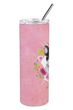 Load image into Gallery viewer, French Bulldog Pink Flowers Double Walled Stainless Steel 20 oz Skinny Tumbler CK4143TBL20