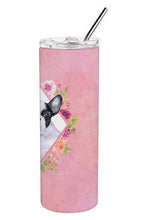 Load image into Gallery viewer, French Bulldog Pink Flowers Double Walled Stainless Steel 20 oz Skinny Tumbler CK4143TBL20