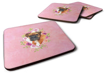 Load image into Gallery viewer, German Boxer Pink Flowers Coasters - Set of 4 Lightweight Foam, Absorbent Drink Coasters  CK4145FC