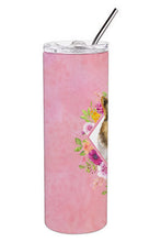 Load image into Gallery viewer, German Shepherd #1 Pink Flowers Double Walled Stainless Steel 20 oz Skinny Tumbler CK4146TBL20