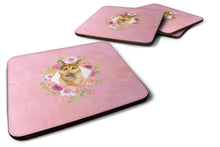 Load image into Gallery viewer, German Shepherd #2 Pink Flowers Coasters - Set of 4 Lightweight Foam, Absorbent Drink Coasters  CK4147FC