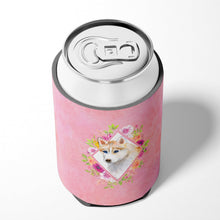 Load image into Gallery viewer, Red Siberian Husky Pink Flowers Can or Bottle Hugger CK4148CC