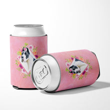 Load image into Gallery viewer, Great Dane Pink Flowers Can or Bottle Hugger CK4150CC