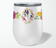 Load image into Gallery viewer, Great Dane Pink Flowers Stainless Steel 12 oz Stemless Wine Glass CK4150TBL12