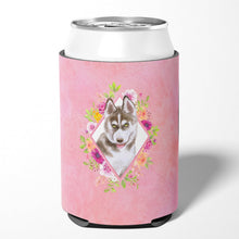 Load image into Gallery viewer, Siberian Husky #2 Pink Flowers Can or Bottle Hugger CK4152CC