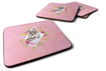 Load image into Gallery viewer, Siberian Husky #2 Pink Flowers Coasters - Set of 4 Lightweight Foam, Absorbent Drink Coasters  CK4152FC