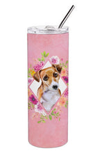Load image into Gallery viewer, Jack Russell Terrier #1 Pink Flowers Double Walled Stainless Steel 20 oz Skinny Tumbler CK4155TBL20