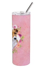 Load image into Gallery viewer, Jack Russell Terrier #1 Pink Flowers Double Walled Stainless Steel 20 oz Skinny Tumbler CK4155TBL20
