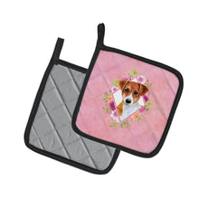 Load image into Gallery viewer, Jack Russell Terrier #2 Pink Flowers Pot Holders - Set of 2 - Heat-Resistant Kitchen Essentials CK4156PTHD