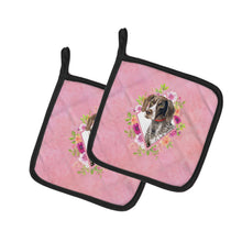 Load image into Gallery viewer, German Shorthaired Pointer Pink Flowers Pot Holders - Set of 2 - Heat-Resistant Kitchen Essentials CK4157PTHD