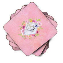 Load image into Gallery viewer, Maltese Pink Flowers Coasters - Set of 4 Lightweight Foam, Absorbent Drink Coasters  CK4159FC