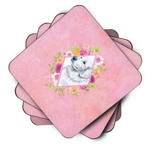 Load image into Gallery viewer, Great Pyrenees Pink Flowers Coasters - Set of 4 Lightweight Foam, Absorbent Drink Coasters  CK4160FC