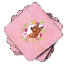 Load image into Gallery viewer, Miniature Pinscher Pink Flowers Coasters - Set of 4 Lightweight Foam, Absorbent Drink Coasters  CK4161FC