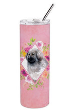 Load image into Gallery viewer, Moscow Watchdog Pink Flowers Double Walled Stainless Steel 20 oz Skinny Tumbler CK4162TBL20