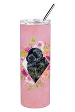 Load image into Gallery viewer, Newfoundland Pink Flowers Double Walled Stainless Steel 20 oz Skinny Tumbler CK4163TBL20