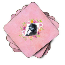 Load image into Gallery viewer, Newfoundland Puppy Pink Flowers Coasters - Set of 4 Lightweight Foam, Absorbent Drink Coasters  CK4164FC