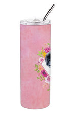 Load image into Gallery viewer, Newfoundland Puppy Pink Flowers Double Walled Stainless Steel 20 oz Skinny Tumbler CK4164TBL20