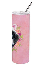 Load image into Gallery viewer, Newfoundland Puppy Pink Flowers Double Walled Stainless Steel 20 oz Skinny Tumbler CK4164TBL20