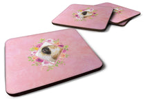 Load image into Gallery viewer, Pekingese Pink Flowers Coasters - Set of 4 Lightweight Foam, Absorbent Drink Coasters  CK4166FC