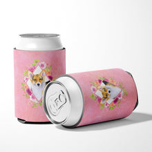 Load image into Gallery viewer, Corgi Pink Flowers Can or Bottle Hugger CK4167CC