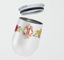 Load image into Gallery viewer, Pharaoh Hound Pink Flowers Stainless Steel 12 oz Stemless Wine Glass CK4168TBL12
