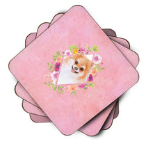 Load image into Gallery viewer, Pomeranian #1 Pink Flowers Coasters - Set of 4 Lightweight Foam, Absorbent Drink Coasters  CK4169FC