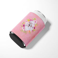 Load image into Gallery viewer, Standard White Poodle Pink Flowers Can or Bottle Hugger CK4171CC