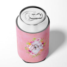 Load image into Gallery viewer, Standard White Poodle Pink Flowers Can or Bottle Hugger CK4171CC
