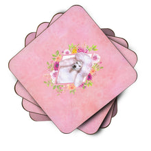 Load image into Gallery viewer, Standard White Poodle Pink Flowers Coasters - Set of 4 Lightweight Foam, Absorbent Drink Coasters  CK4171FC