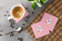 Load image into Gallery viewer, Standard White Poodle Pink Flowers Coasters - Set of 4 Lightweight Foam, Absorbent Drink Coasters  CK4171FC