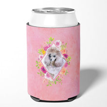 Load image into Gallery viewer, Standard Grey Poodle Pink Flowers Can or Bottle Hugger CK4173CC