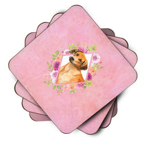 Load image into Gallery viewer, Rhodesian Ridgeback Pink Flowers Coasters - Set of 4 Lightweight Foam, Absorbent Drink Coasters  CK4175FC