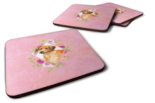 Load image into Gallery viewer, Rhodesian Ridgeback Pink Flowers Coasters - Set of 4 Lightweight Foam, Absorbent Drink Coasters  CK4175FC
