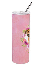 Load image into Gallery viewer, Rhodesian Ridgeback Pink Flowers Double Walled Stainless Steel 20 oz Skinny Tumbler CK4175TBL20