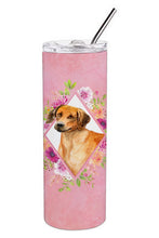 Load image into Gallery viewer, Rhodesian Ridgeback Pink Flowers Double Walled Stainless Steel 20 oz Skinny Tumbler CK4175TBL20