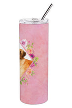 Load image into Gallery viewer, Rhodesian Ridgeback Pink Flowers Double Walled Stainless Steel 20 oz Skinny Tumbler CK4175TBL20